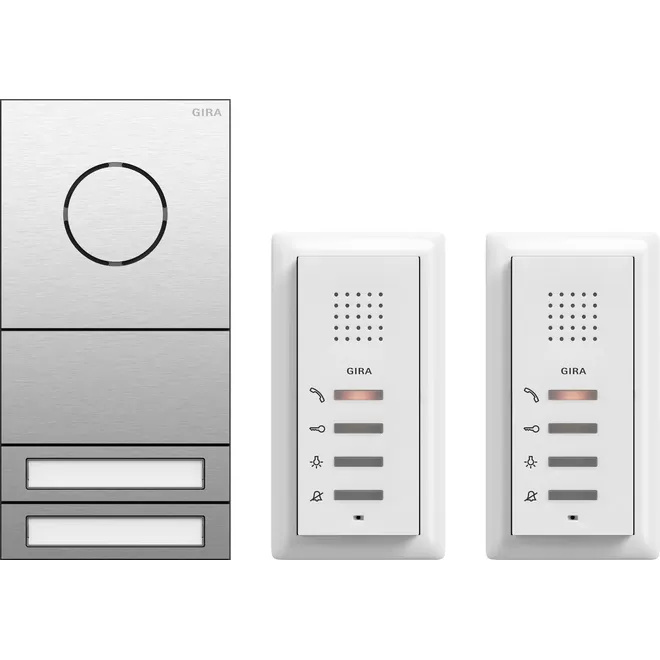 Gira2407000 Audio System 2TN edelstahlfarben System 106 Zweifamilienhaus Paket Audio