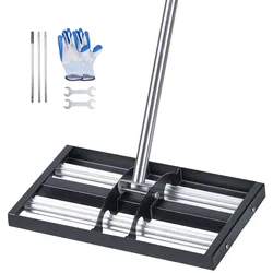VEVOR Rasenrakel 438x255 mm, Rasen Nivellierrechen mit 161 cm Verstellbarem Stiel, Edelstahl Rasenrechen für Garten & Golfplatz, Lawn Leveling Rake zum Nivellieren von Rasenflächen.