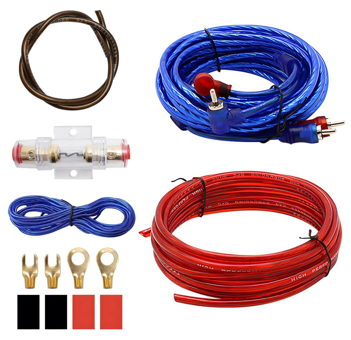 Selius Auto versterker aansluitset met 1500 W en 4,5 m 10 GA subwoofer kabel