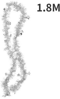 Uplifted Finds 1.8M Christmas Tinsel Ribbon Garland   Premium Star Ornamented PVC Hanging Decor For Home & Wedding Infrastructure a silver 2 Pcs