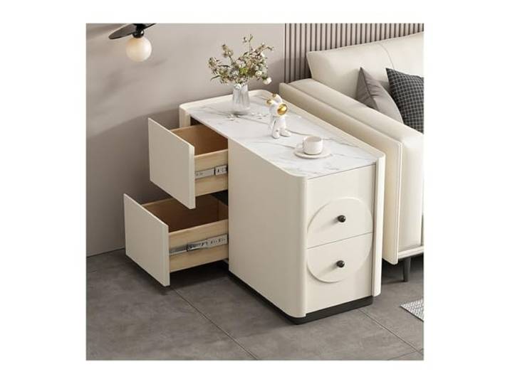 FZL02068LM Ecklager Sofa-Sideboard, Holz-Beistelltisch, Steinplatten-Finish Home Creative Ecktisch-Aufbewahrungsschrank(80x40x55cm)