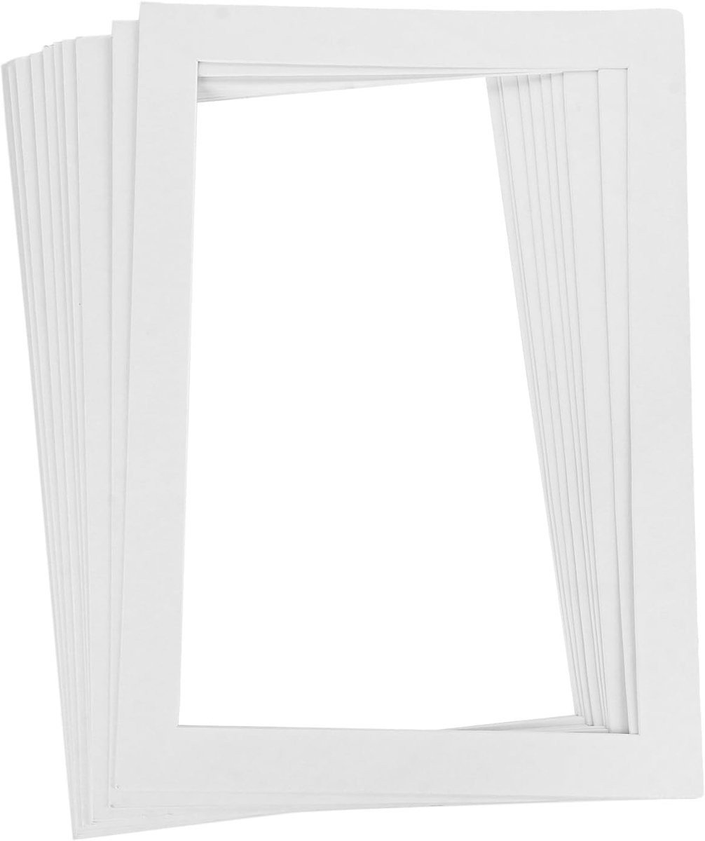 SnelShoppen Pack van 20 Witte Paspartouts voor Foto's 19,8 x 30 cm, Afmetingen: 25,2 x 35,3 cm