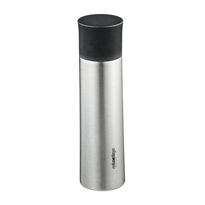 Relaxdays RVS Isoleerbeker met beker, 500 ml, zilver