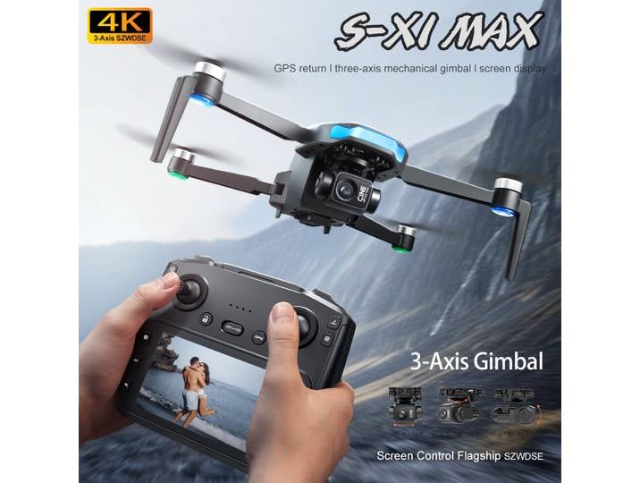 Drone professionnel S-X1 MAX 4K avec caméra HD, GPS à cardan 3 axes, sans balais, écran WIFI 5G, télécommande, jouets quadrirotor RC