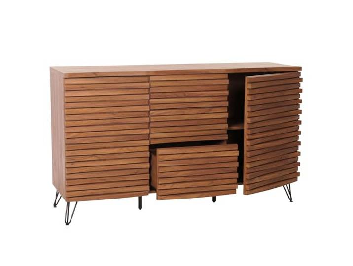 Mendler Sideboard HWC-M49 MDF Metall 85x142x44cm - Walnuss-Optik