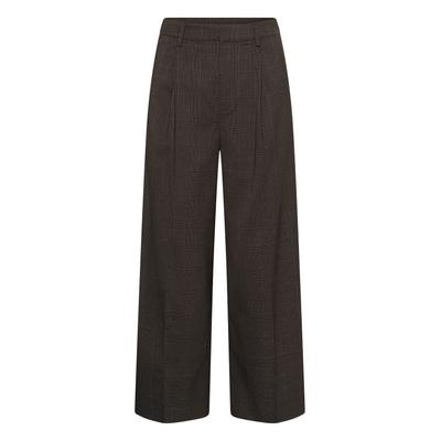 Marlene-Hose KAFFE "KAFFE Hose KAlenora", Damen, Gr. 38, Normalgrößen, braun (dunkelgrau check), Hosen