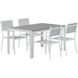 Ebuy24, Gartentisch + Balkontisch, Break Gartenset Tisch 90x150 cm grau 4 Stühle grau. (90 x 150 x 75 cm)