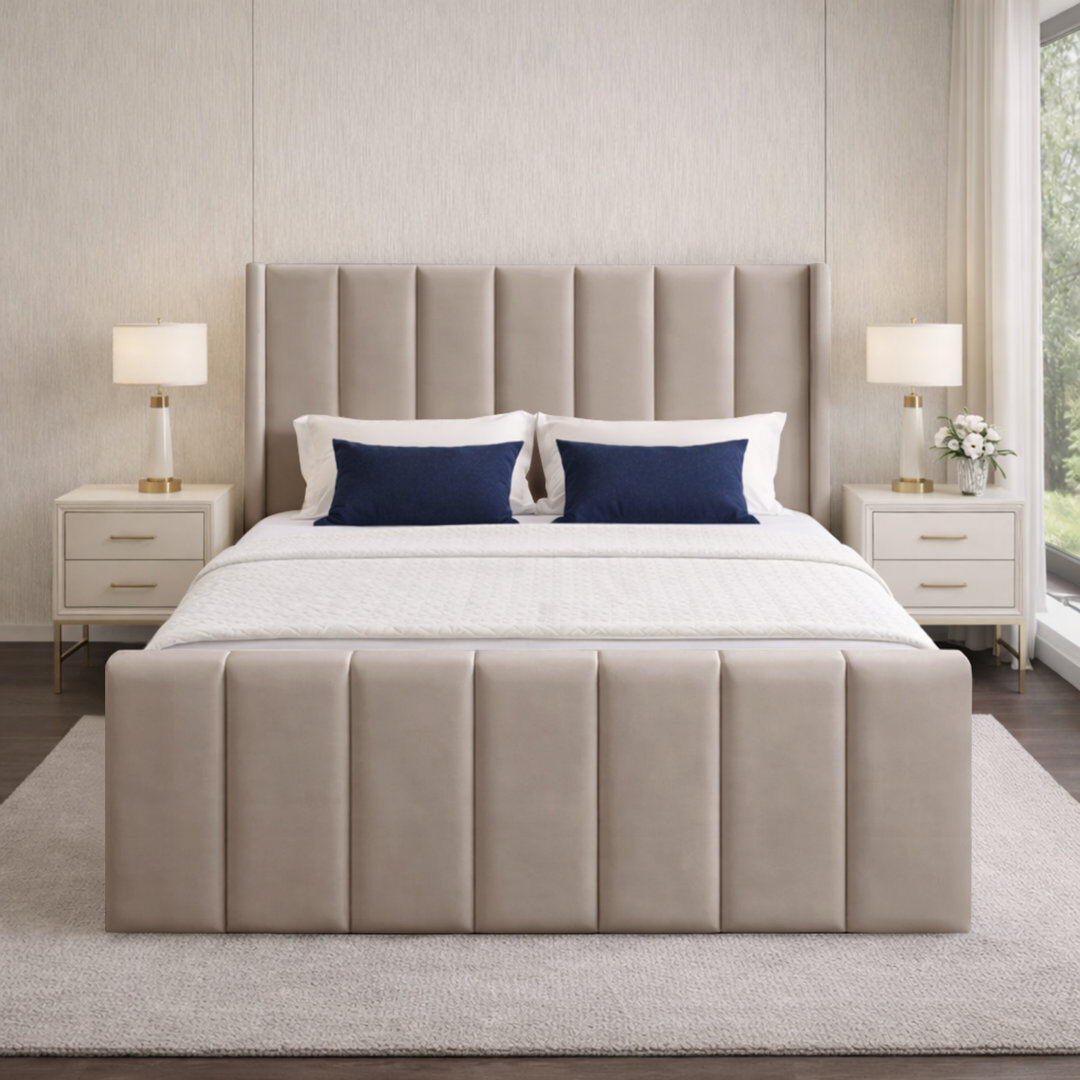 17 Stories Premium Wingback Storage Bed Frame Coffee Single (3')