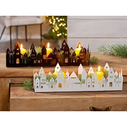Deko Tablett Stadtlichter 36cm schwarz