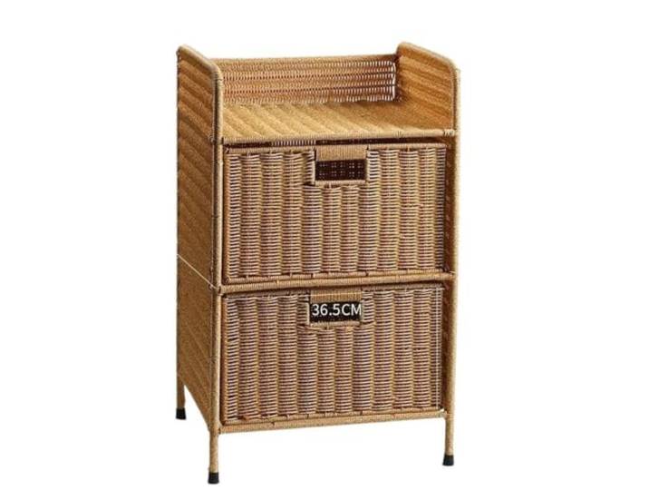 DASJKDI Kommode aus Rattangeflecht Wohnzimmer-Schlafzimmer im Vintage-Stil(Bedside Table b)
