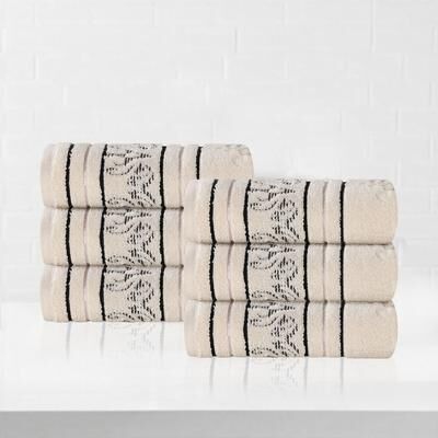 Superior Sadie Zero Twist Cotton Jacquard Hand Towel, Set of 6