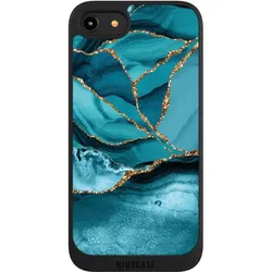 Nivocase Handyhülle für Apple iPhone 8 Hülle NIVOpure Case Schwarz Edelstein Glitzer Look Marmor (Apple iPhone 8), Smartphone Hülle, Schwarz