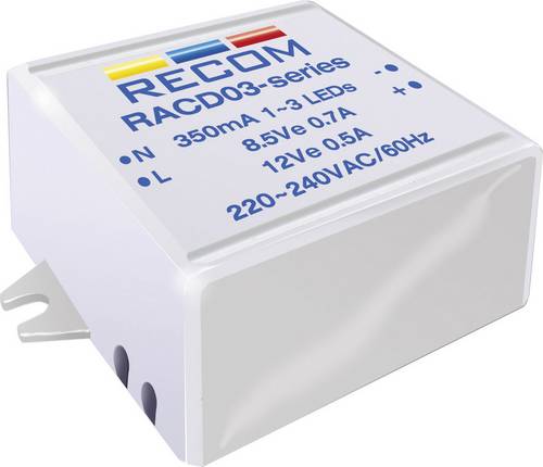 Recom Lighting RACD03-350 LED-Konstantstromquelle 3W 350mA 12 V/DC Betriebsspannung max.: 264 V/AC