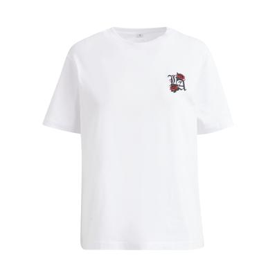 T-Shirt MISS TEE "Miss Tee Los Angeles Roses EMB Tee", Herren, Gr. S, weiß, 100% Baumwolle, bedruckt, normal, Rundhals, Shirts T-Shirt