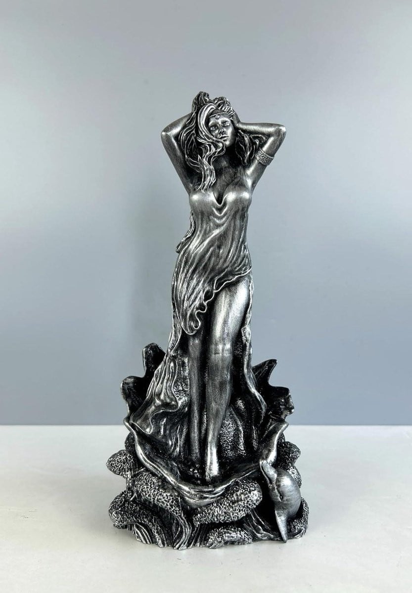 Griekse godin beeld - Mythologie sculptuur voor interieurdecoratie - Zilverkleurig - Hoogte: 26 cm