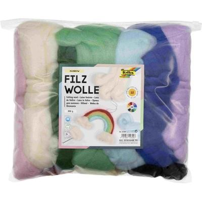 Folia Filzwolle RAINBOW, 360g, 12 Bündel in 12 Farben sortiert