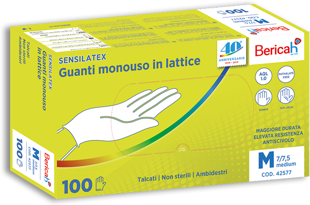 Guanto Monouso Sensilatex In Lattice Talcato Aql 1,0 Taglia M 100 Pezzi