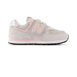 New Balance Unisex für Kinder. PV574V1 Leder 574 Core Hook & Loop grau Turnschuhe (32.5), Wohnung, Klettverschluss, Lässig, Kinderbekleidung