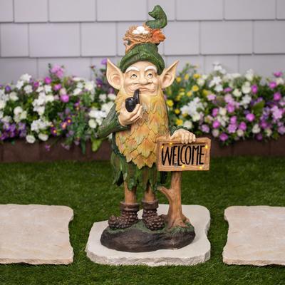 Northlight "LED Solar Lighted Welcome Gnome Outdoor Garden Statue - 23.75"""