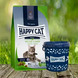 Happy Cat Culinary Adult Weide-Lamm 10 kg + Futtertonne gratis dazu!