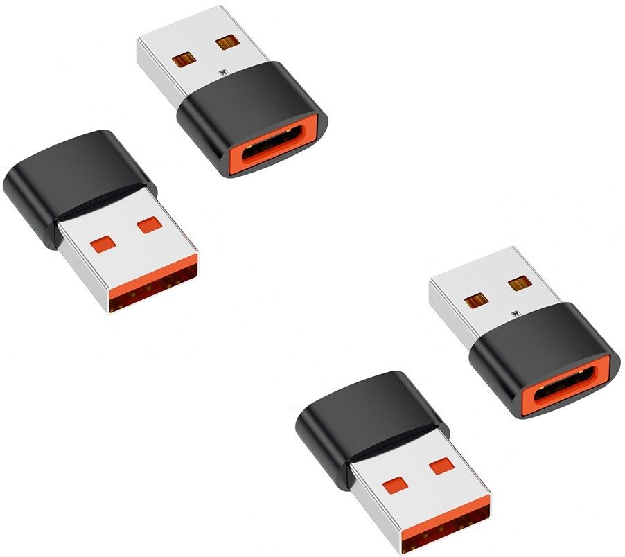 INF Adaptateur OTG USB-C femelle vers USB-A mâle x4 - Alliage d'aluminium, USB 2.0, noyau orange