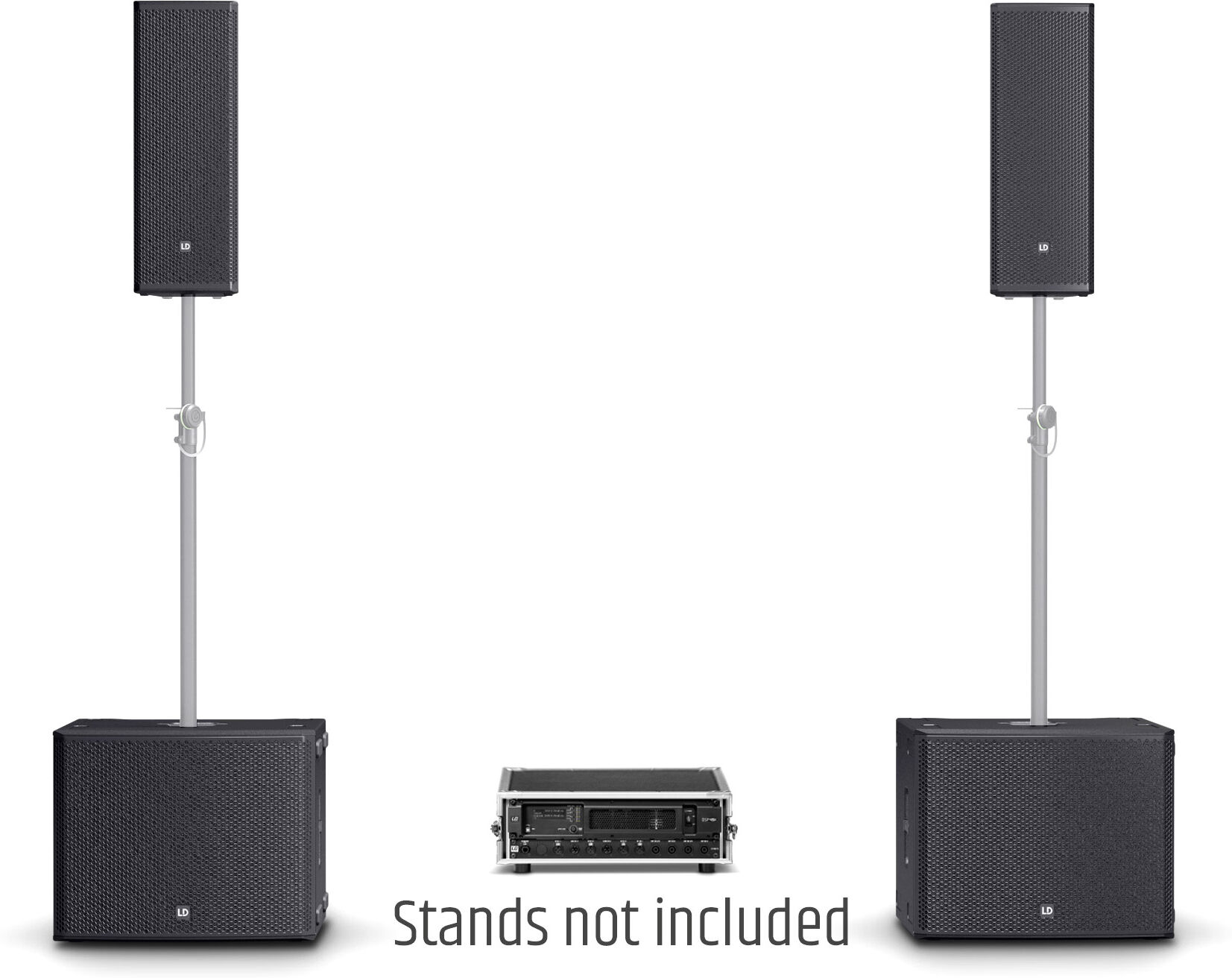 LD Systems Stinger G3 Gala Set- 2x8" Passiv-Pa-Lautsprecher, 2x18" Passiv-Subwoofer + Endstufen-Rack