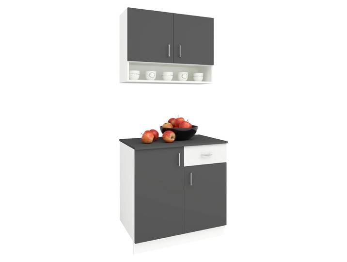 Cuisine linéaire Berna haaus\, anthracite/blanc\, largeur 80 cm
