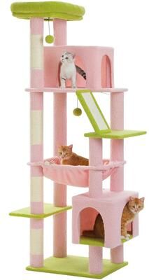 Inspired Finds MajesticPaws Tall Multi Level Cat Tree For Large Indoor Cats pink