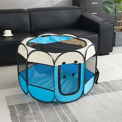 Uplift Essentials Foldable Pet Tent Portable Octagonal Cat And Small Dog Playpen blue
