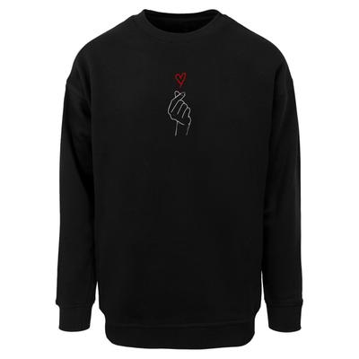 Sweater MERCHCODE "Merchcode K Heart Sweat Crewneck", Herren, Gr. XL, schwarz, 65% Baumwolle, 35% Polyester, bedruckt, Rundhals, Sweatshirts Sweater