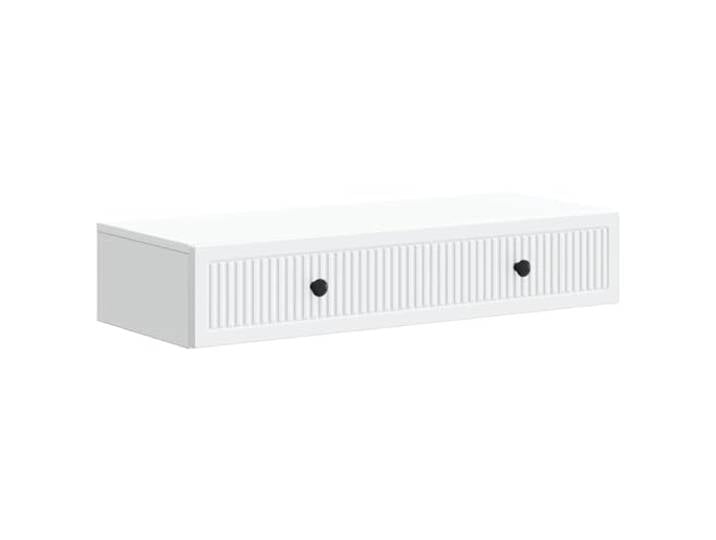 QINXIXINAIXI Wandmontierter Beistelltisch Weiß 87,5 x 34,5 x 17 cm Ingenieurholz,rechteckige Form,Stauraumfächer,feuchtes Tuch,Pflege leicht,moderner Stil,Wohnzimmer,Platz sparen