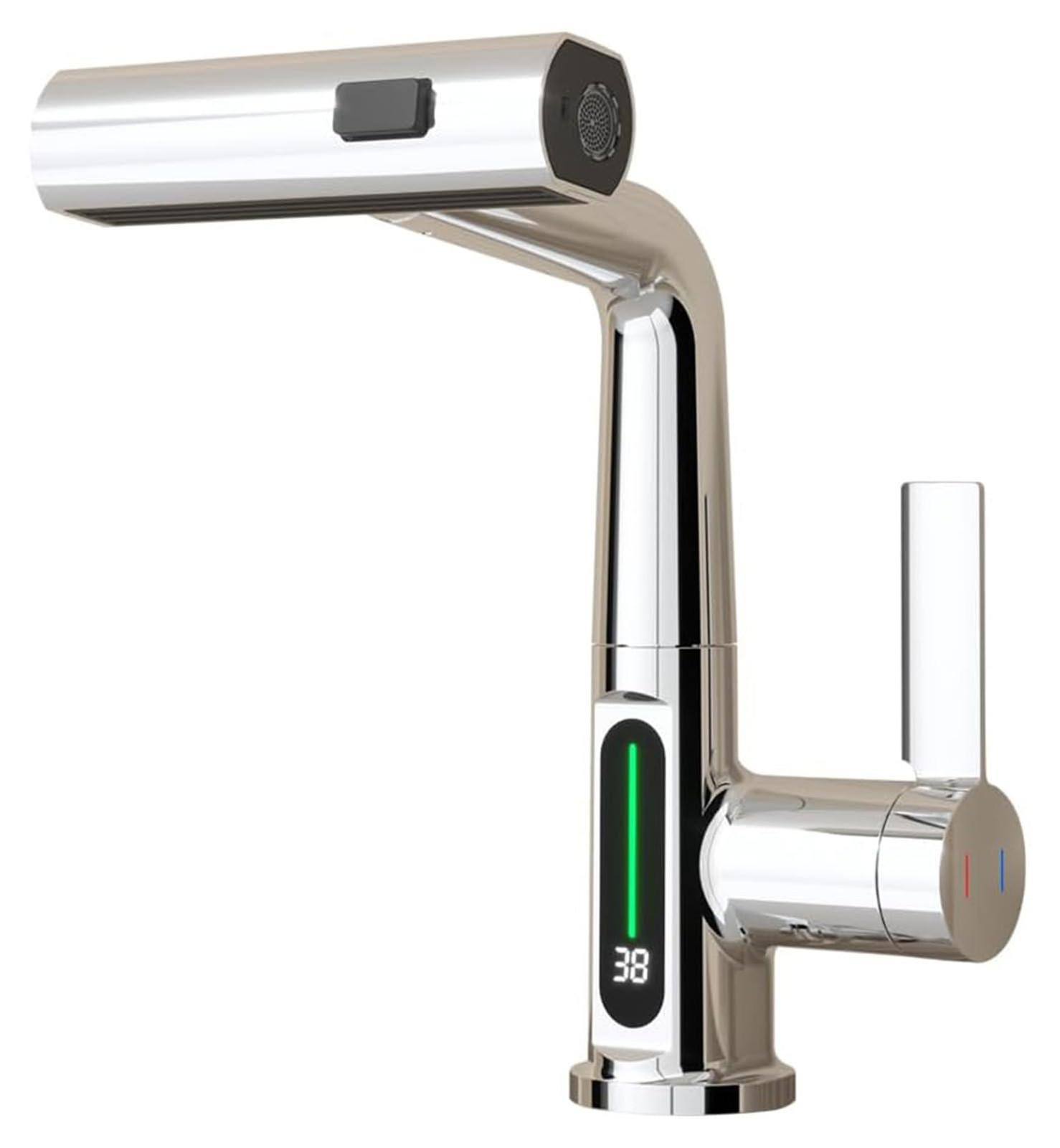 Dripio Douchekraan met uittrekbare douchekop, LED-temperatuurindicator, chroom