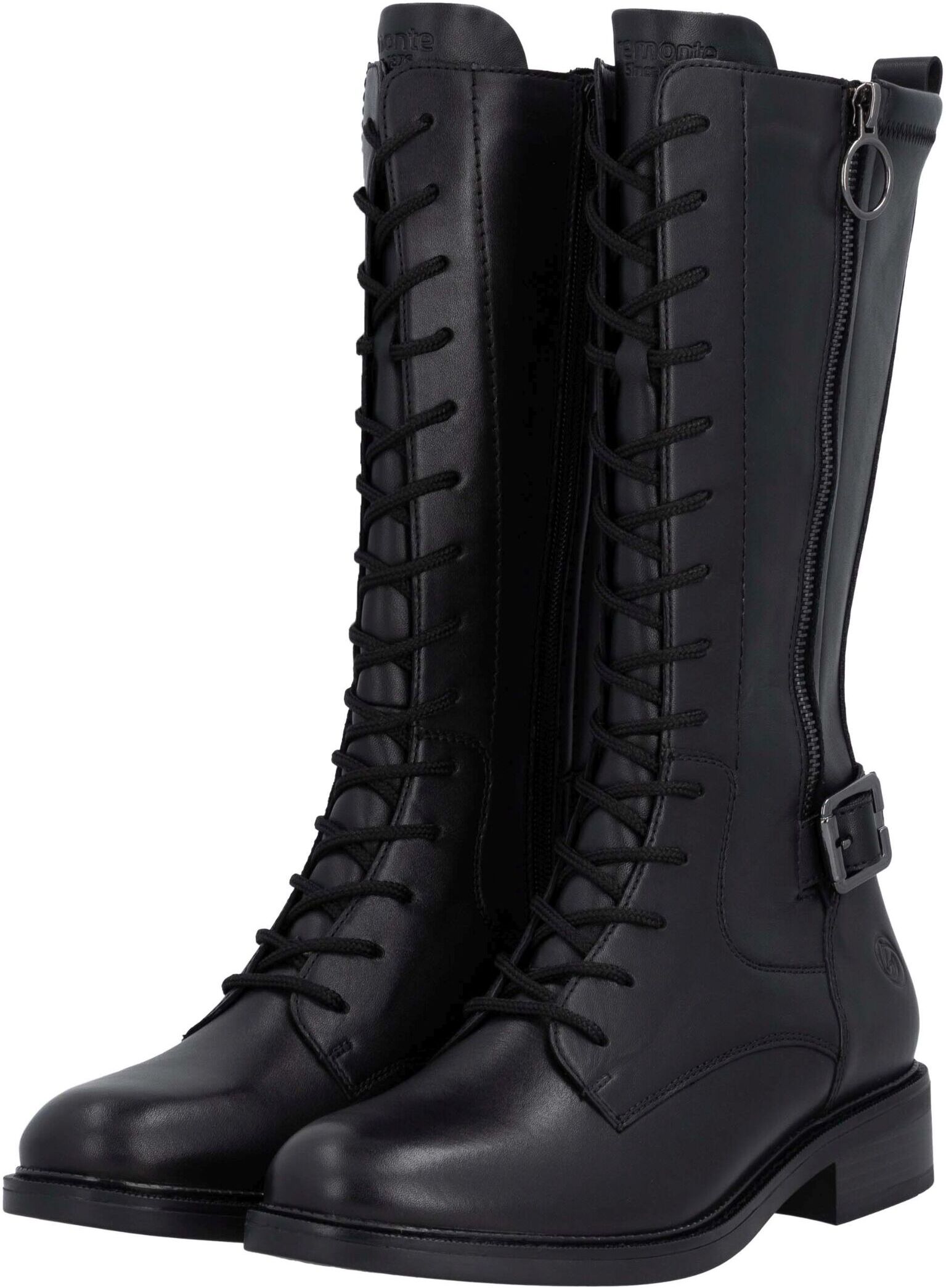 Schnürstiefel REMONTE "Remonte Stiefel Leder", Damen, Gr. 41, schwarz, Leder, Schuhe Schnürstiefel