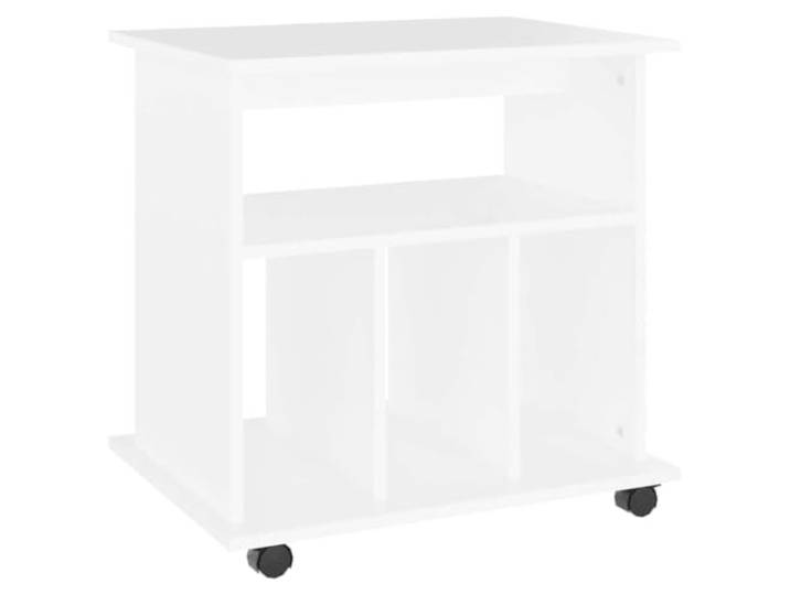 KLGBNCVE Rollschrank Weiß 60x45x60 cm Holzwerkstoff Rechteckige Oberplatte für Drucker und Papier, zwei feststellbare Rollen, leicht zu reinigen, modernes Design