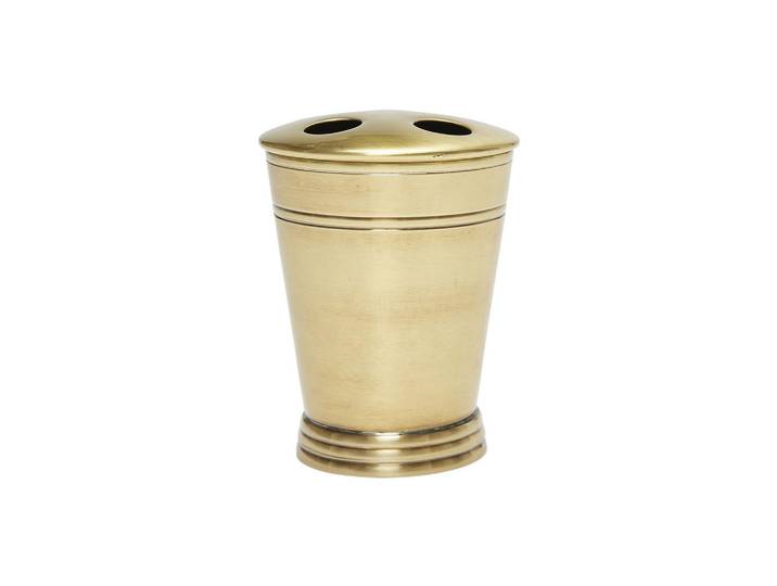 Signature Zahnbürstenhalter aus Messing mit goldenem Finish, Goldfarben, Metall, 9x13x9 cm, Badaccessoires, Zahnputzbecher