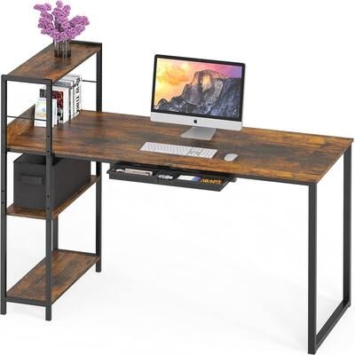 No Mission Desk with Side Shelf