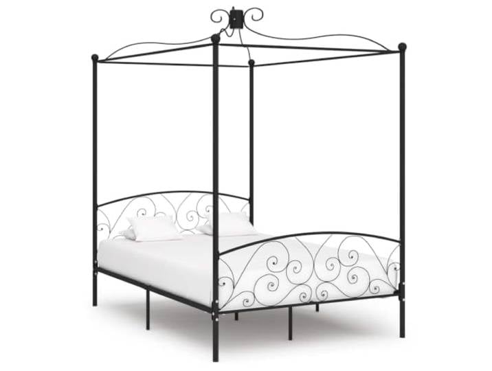RJPLMFV Himmelbettgestell, Schwarz, Metall, 140 x 200 cm Inklusive Lattenrost, robust und langlebig, für Schlafzimmer