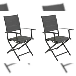 Merxx Florenz Klappsessel Set 2tlg., 2 Klappsessel, Aluminium/Textil, Graphit/Grau