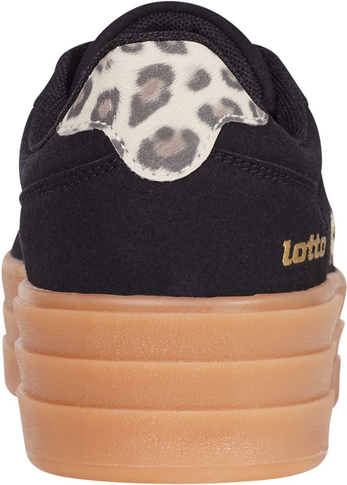 Plateausneaker LOTTO, Damen, Gr. 38, schwarz (schwarz, leo), Synthetik, mehrfarbig, Schuhe Plateausneaker, - mit raffinierter Plateausohle im Lagenlook