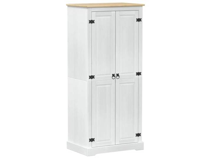 Regalschrank Weiß 76 x 50 x 170 cm aus Kiefer Massivholz Massives Kiefernholz, mattes Finish, geräumige Fächer, rustikales Design, pflegeleicht