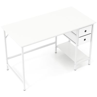 COSTWAY Schreibtisch mit 2 Schubladen, 120 cm mit Kopfhörerhaken & Ablagefach, für Büro, PC & Arbeit, Weiß