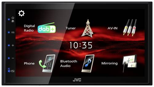 JVC KWM180DBT Doppel-DIN Moniceiver Bluetooth-Freisprecheinrichtung, DAB+ Tuner, Anschluss für Rückfahrkamera, Anschluss für