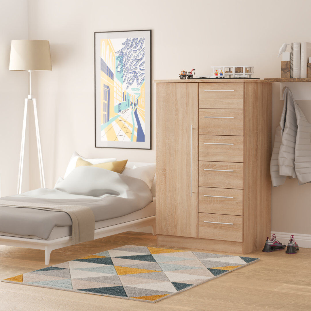 17 Stories Taevyn Manufactured Wood Wardrobe Oak 77cm W X 53cm D