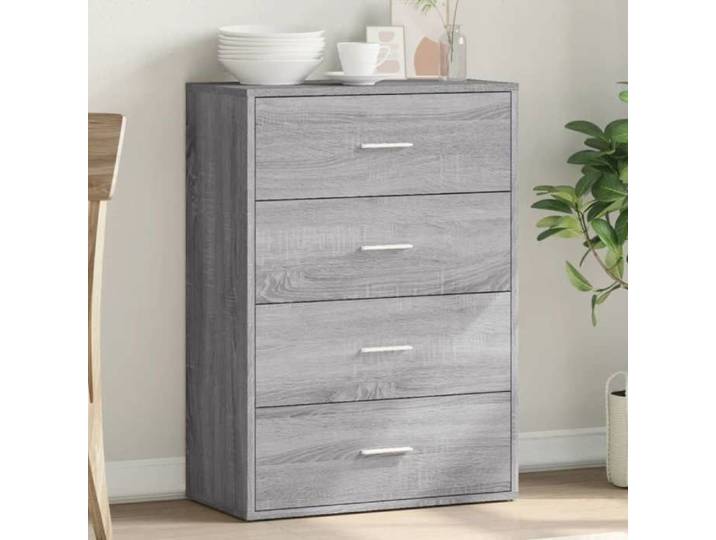 Buffet Armoire Latérale avec Tiroirs Meuble de Rangement Salon Salle de Séjour Intérieur Moderne Sonoma Gris Bois 840504