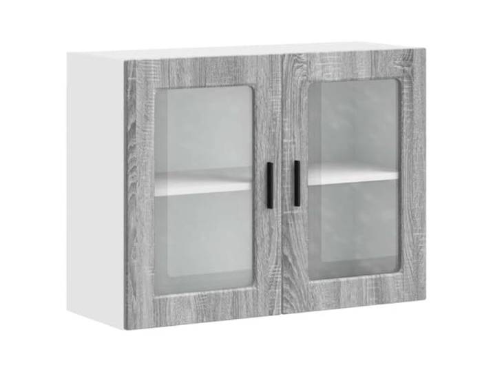 RJPLMFV Wandschrank, Küche, Glastür, Grau Feuchtigkeitsbeständiges Holz, großer Stauraum, Wanddesign, leicht zu reinigen