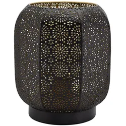 Securit® Kabellose LED-Tischleuchte "Marrakech" - Schwarz/Gold - Innen/Außen - Magnetisches Ladekabel inklusive