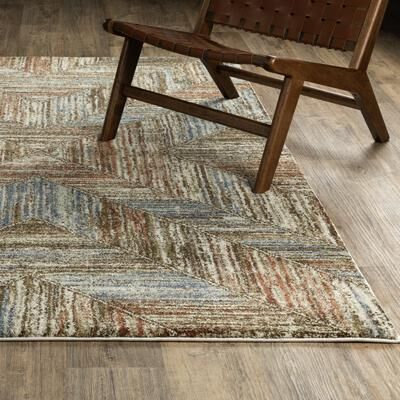 ROW ROW Gemma Distressed Modern Geometric Blue/Rust Area Rug