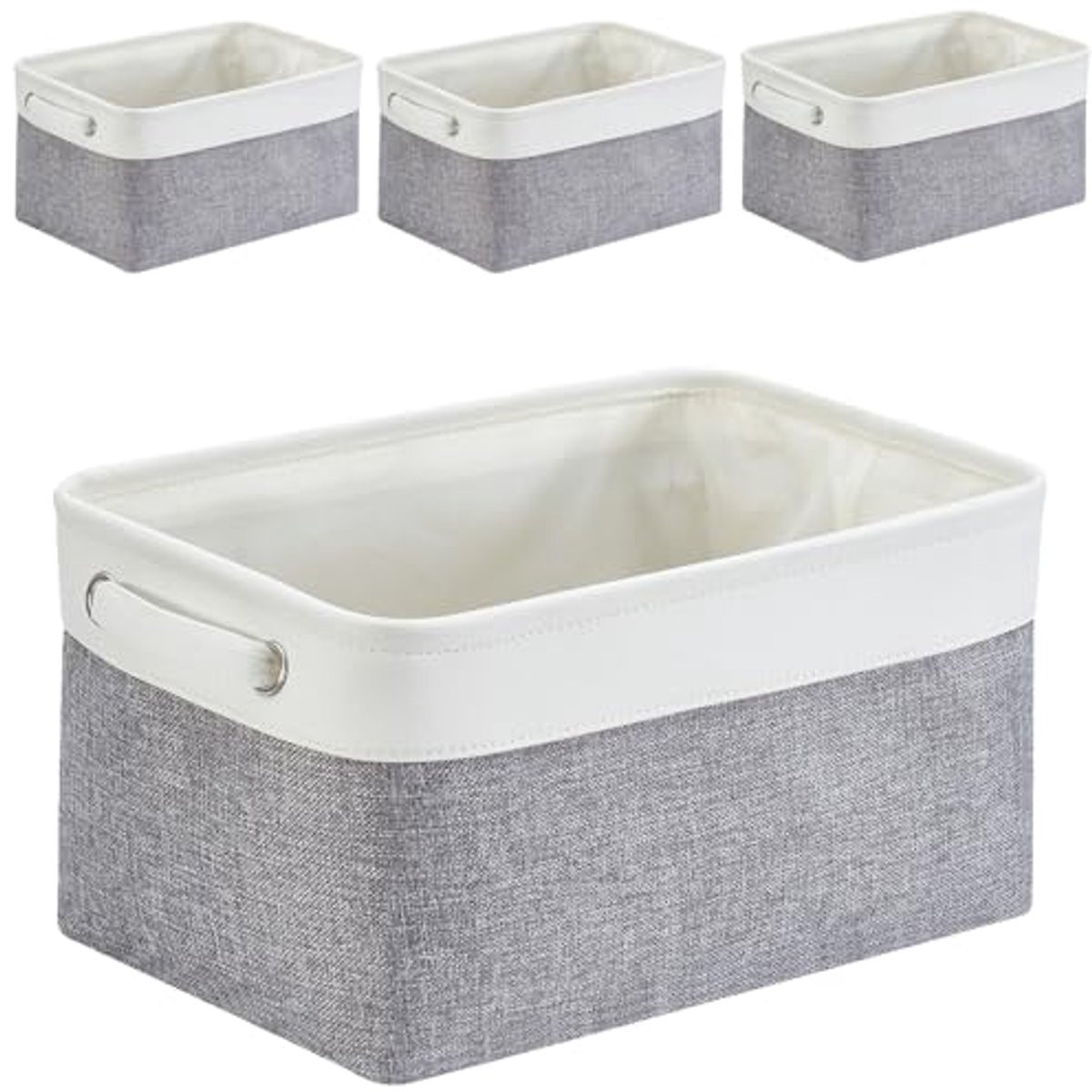 Set van 4 Canvas Opbergmanden met Handvatten voor Organisatie