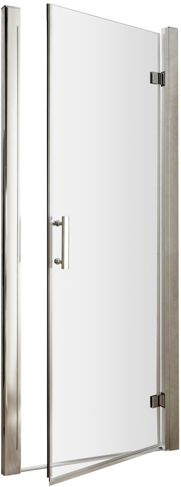Nuie Pacific 645mm - W x 1850mm H Hinged Semi-Frameless Shower Door with Clear Glass Chrome 185cm H x 69cm W x 4.4cm D