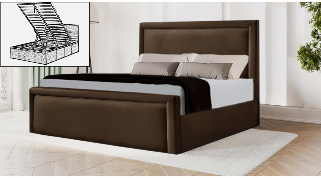 Brayden Studio Milan Upholstered Ottoman Storage Bed Brown Single (3')